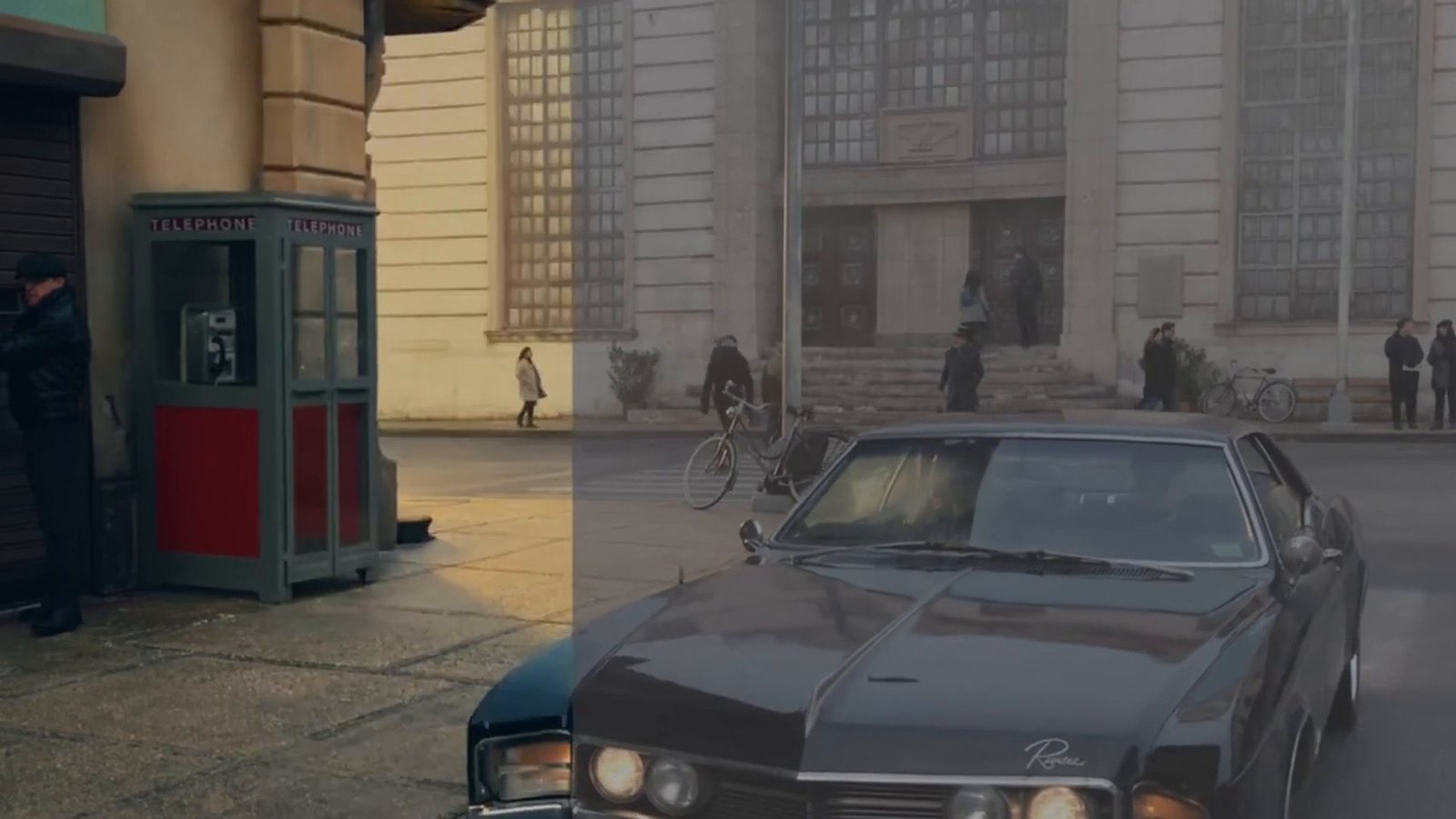 The street set with period car